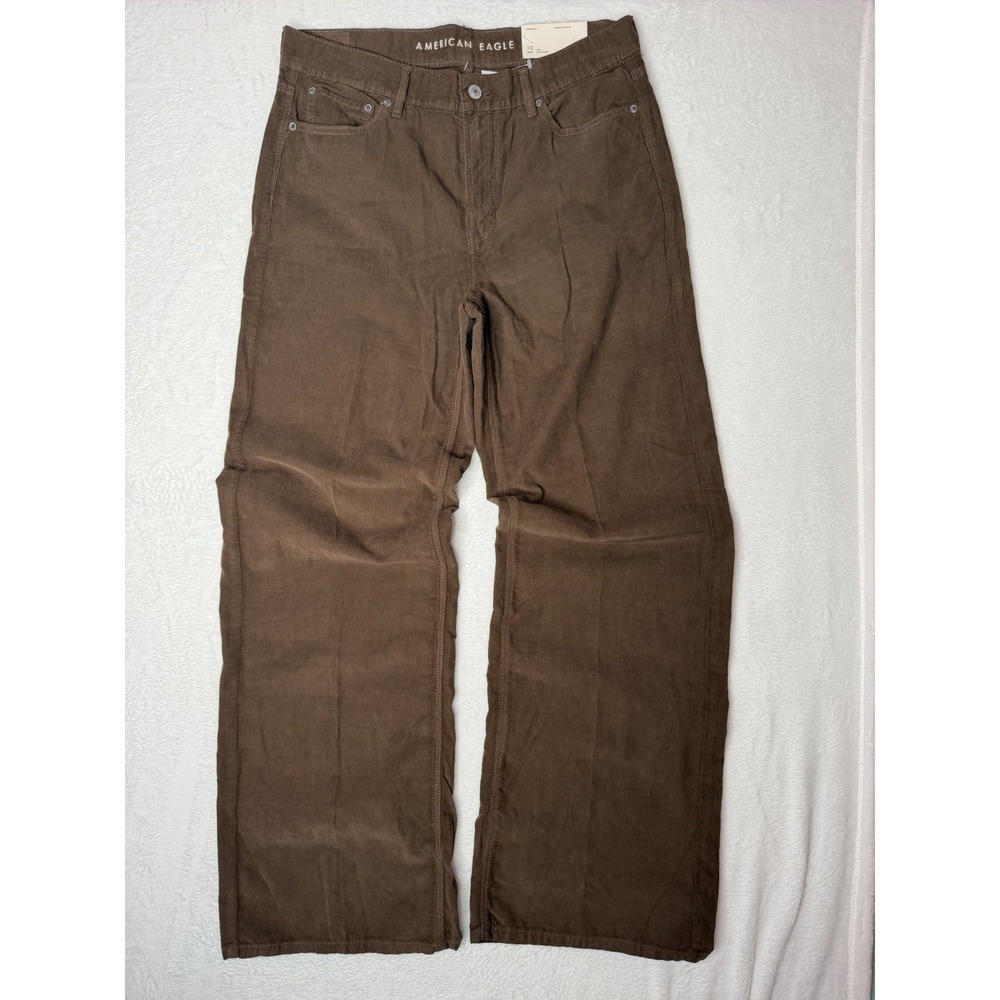American Eagle Brown Corduroy Skater Pants Wide Leg Baggy Size 10 Long